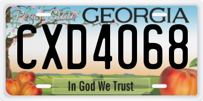 GA license plate CXD4068