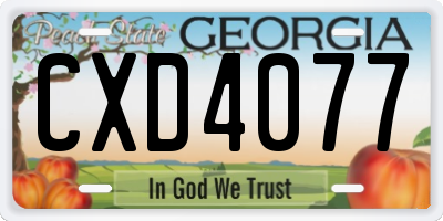 GA license plate CXD4077