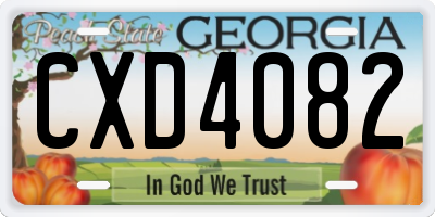GA license plate CXD4082