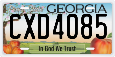 GA license plate CXD4085