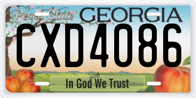 GA license plate CXD4086