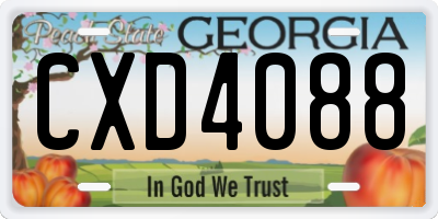 GA license plate CXD4088
