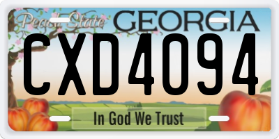 GA license plate CXD4094