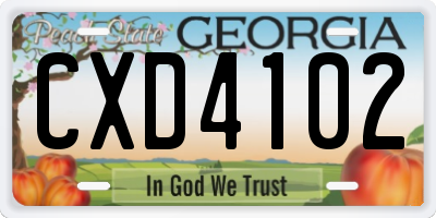 GA license plate CXD4102