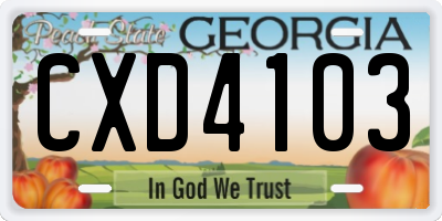 GA license plate CXD4103