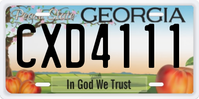 GA license plate CXD4111