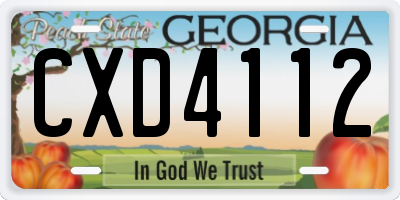 GA license plate CXD4112