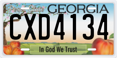 GA license plate CXD4134