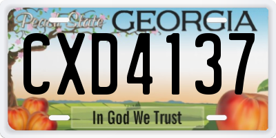 GA license plate CXD4137