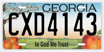 GA license plate CXD4143
