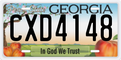 GA license plate CXD4148
