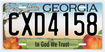 GA license plate CXD4158
