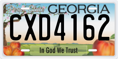 GA license plate CXD4162