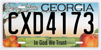 GA license plate CXD4173