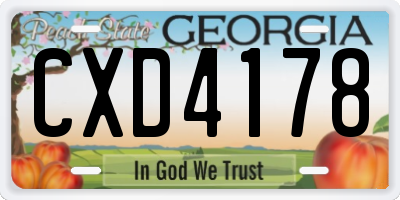 GA license plate CXD4178