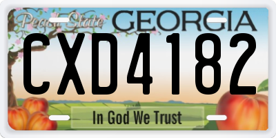 GA license plate CXD4182