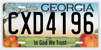 GA license plate CXD4196