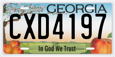 GA license plate CXD4197