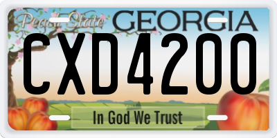 GA license plate CXD4200