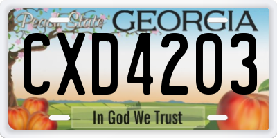 GA license plate CXD4203