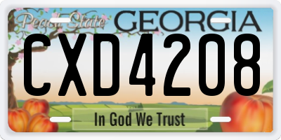 GA license plate CXD4208