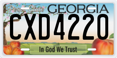 GA license plate CXD4220