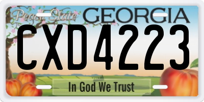 GA license plate CXD4223