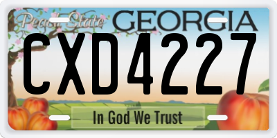 GA license plate CXD4227