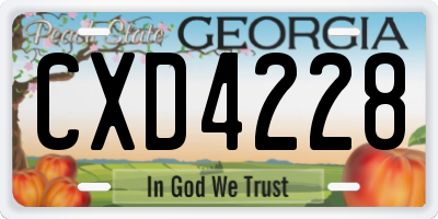 GA license plate CXD4228