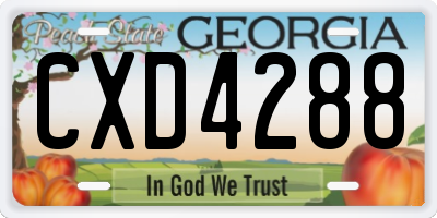 GA license plate CXD4288