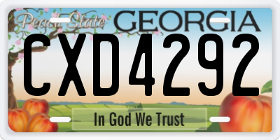 GA license plate CXD4292