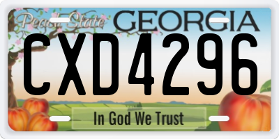 GA license plate CXD4296
