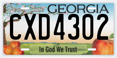 GA license plate CXD4302