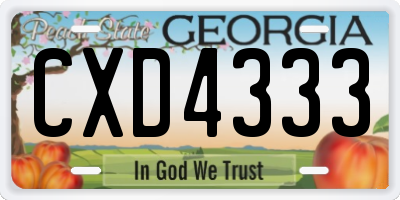 GA license plate CXD4333