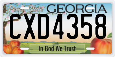 GA license plate CXD4358
