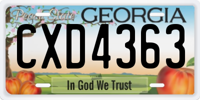 GA license plate CXD4363