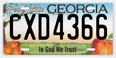 GA license plate CXD4366