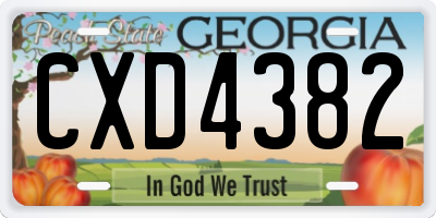 GA license plate CXD4382
