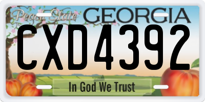 GA license plate CXD4392