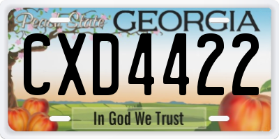 GA license plate CXD4422