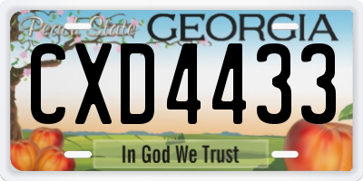 GA license plate CXD4433