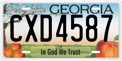 GA license plate CXD4587