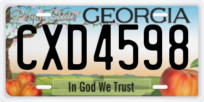GA license plate CXD4598