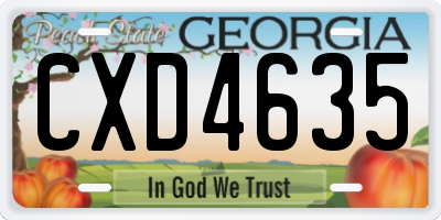 GA license plate CXD4635