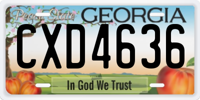 GA license plate CXD4636