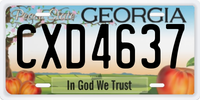 GA license plate CXD4637