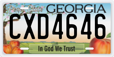 GA license plate CXD4646