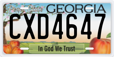 GA license plate CXD4647