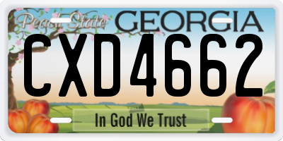 GA license plate CXD4662