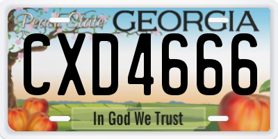 GA license plate CXD4666
